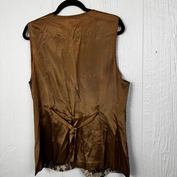 Bedford Fair Vintage Vest Waistcoat Floral Tapestry Size 18 Made in USA Brown - Picture 4 of 8